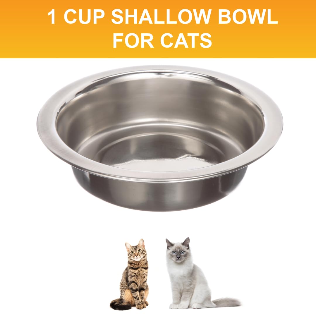 Neater Pet Brands stainless steel cat bowl close-up shows rust-resistant, dent-resistant finish.