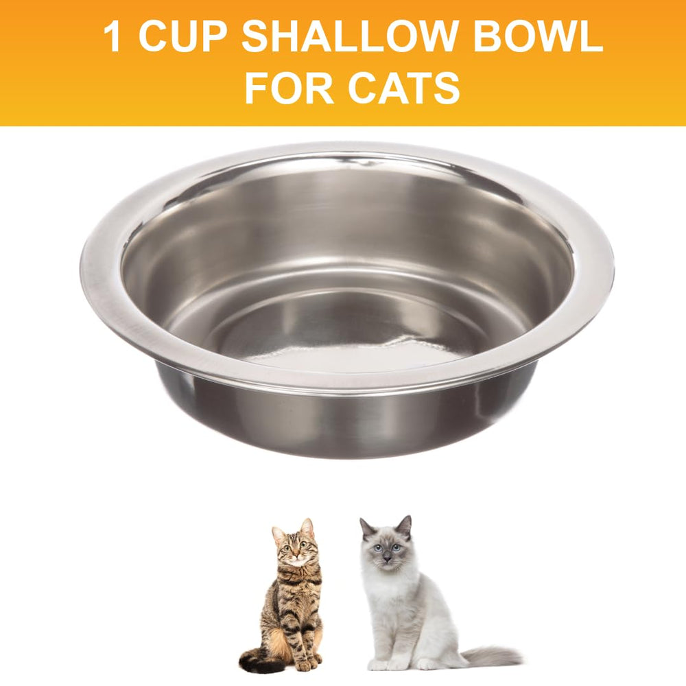 Neater Pet Brands stainless steel cat bowl close-up shows rust-resistant, dent-resistant finish.
