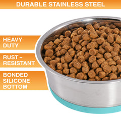 Neater Pet Brands stainless steel dish bowls with thick walls resist dents and odors.