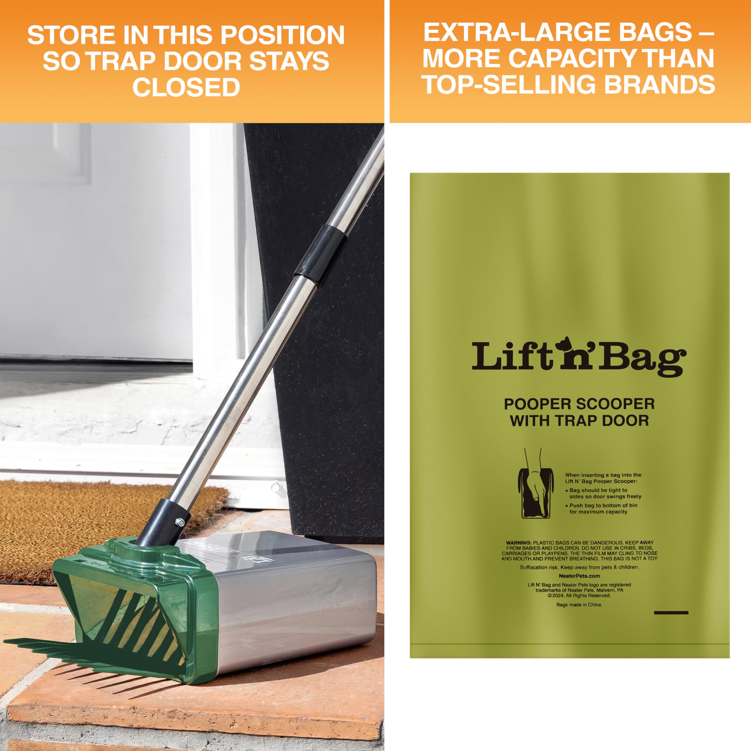 Neater Pet Lift N’ Bag 2.0 durable plastic body for long-lasting use.