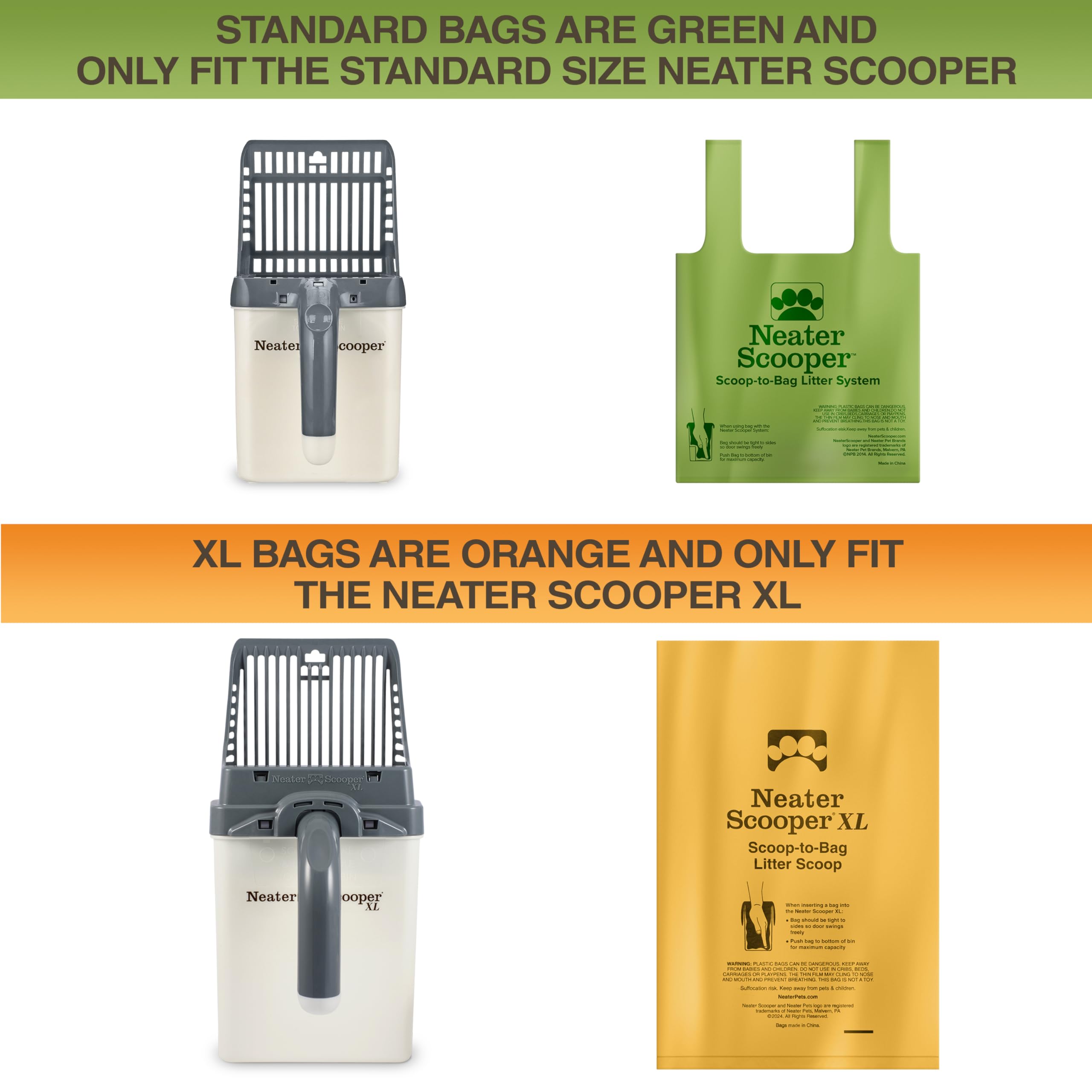 Neater Pets green bags designed for cat litter with secure containment.
