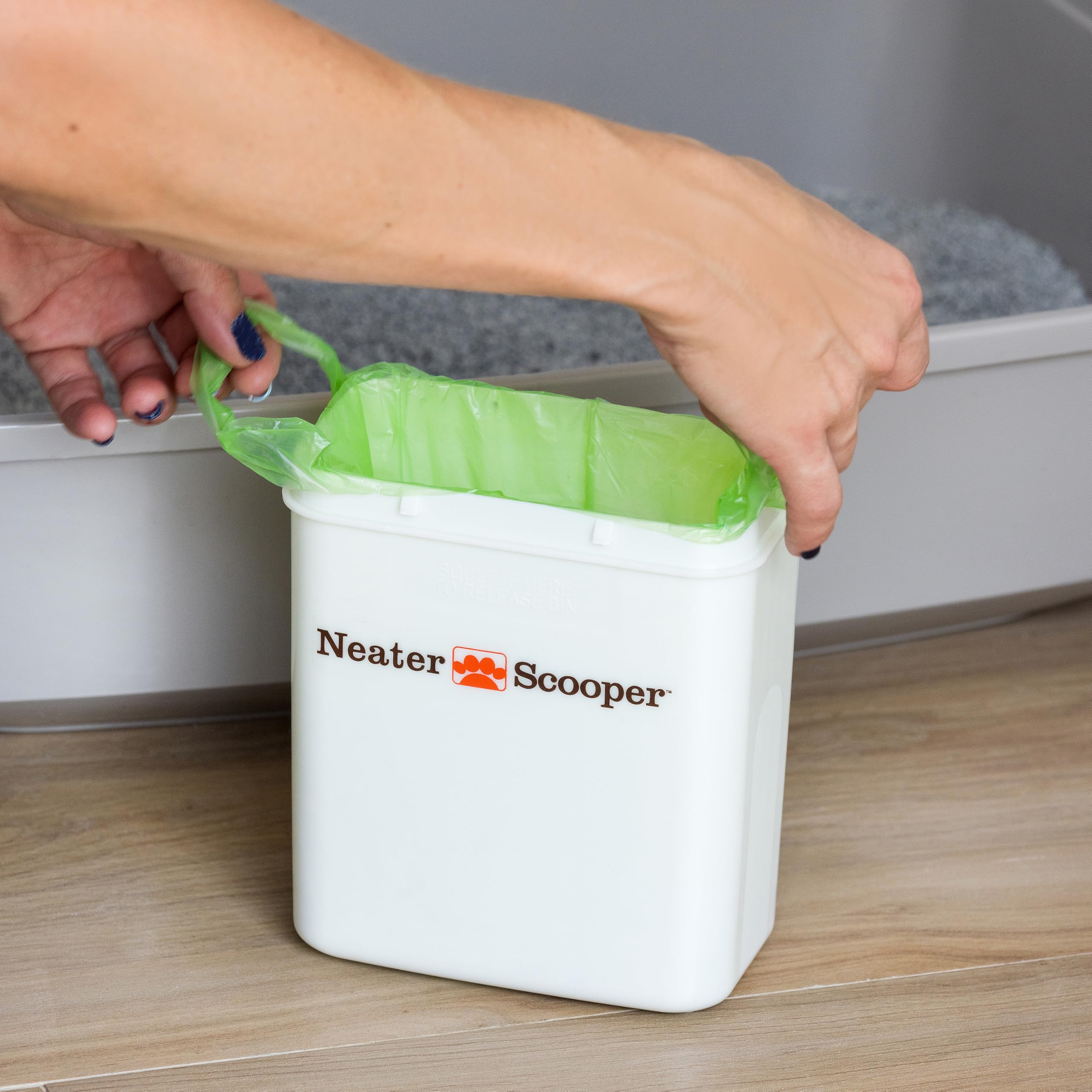 Neater Pets green tear-resistant bags protect waste during disposal.