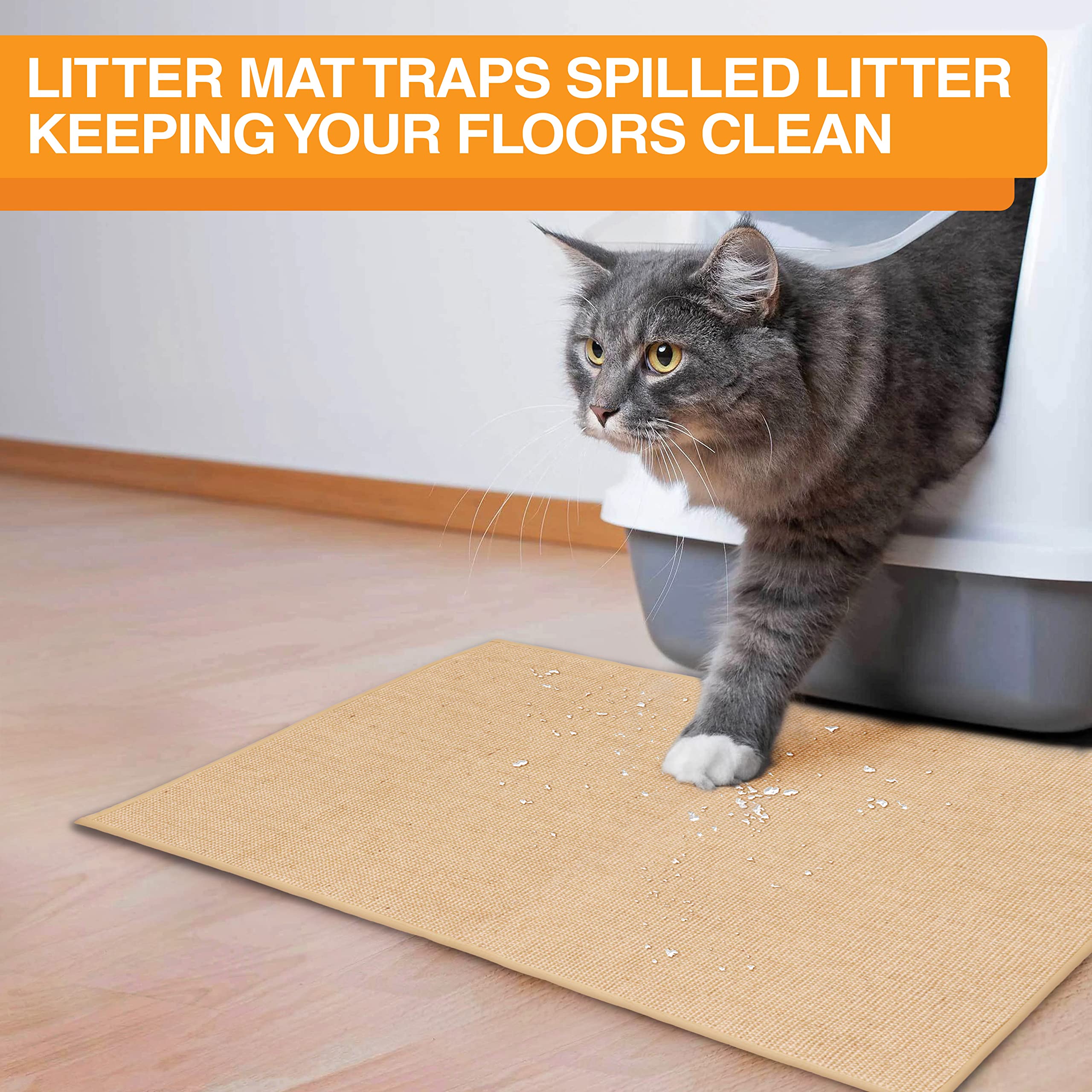 Neater Pets jute cat litter trapping mat floor-use keeps paw litter off floors.