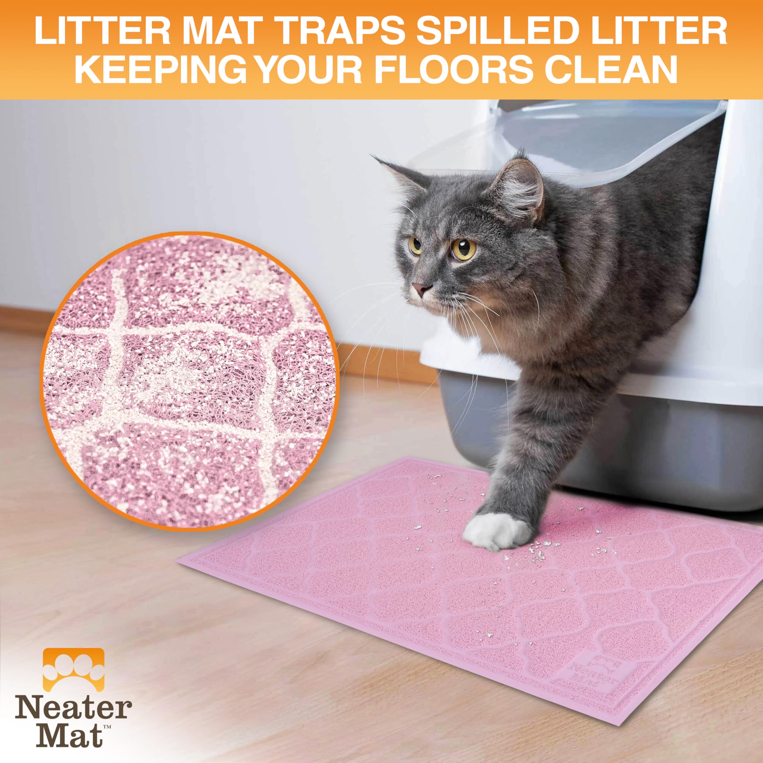 Neater Pets Neater Mat dense grooves close-up capturing litter and reducing tracking.