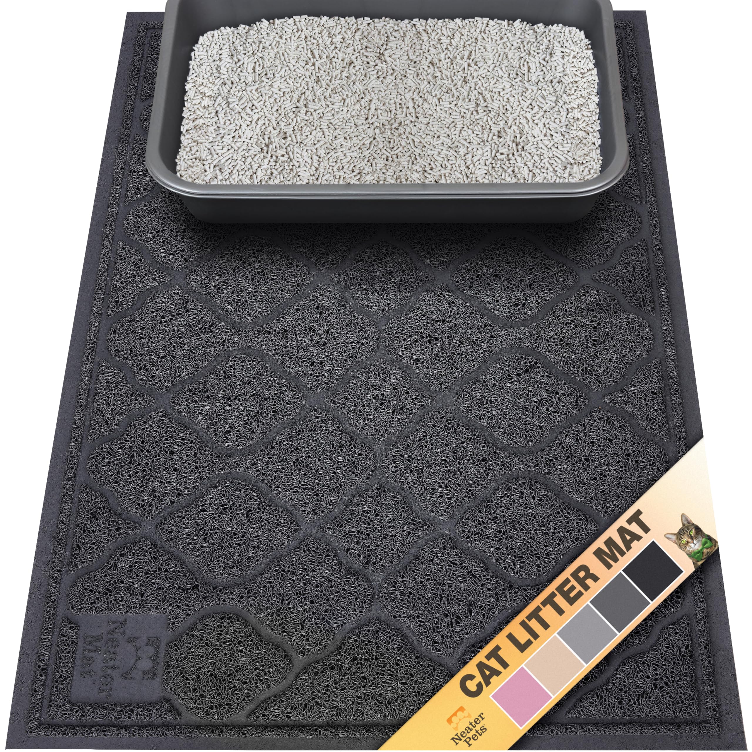 Neater Pets Neater Mat cat litter rug front view shows deep grooves trapping litter