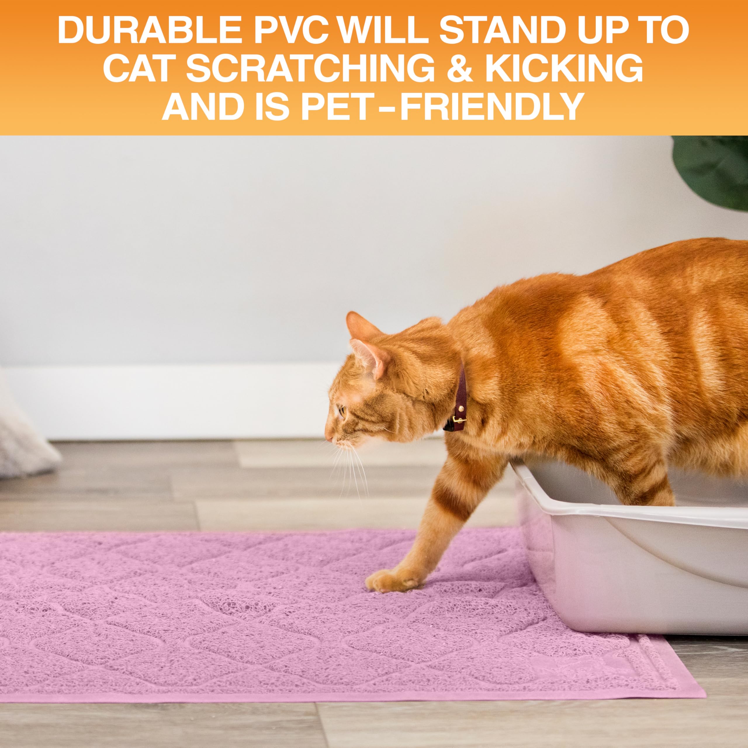 Neater Pets Neater Mat water-resistant PVC surface protects floors from spills.