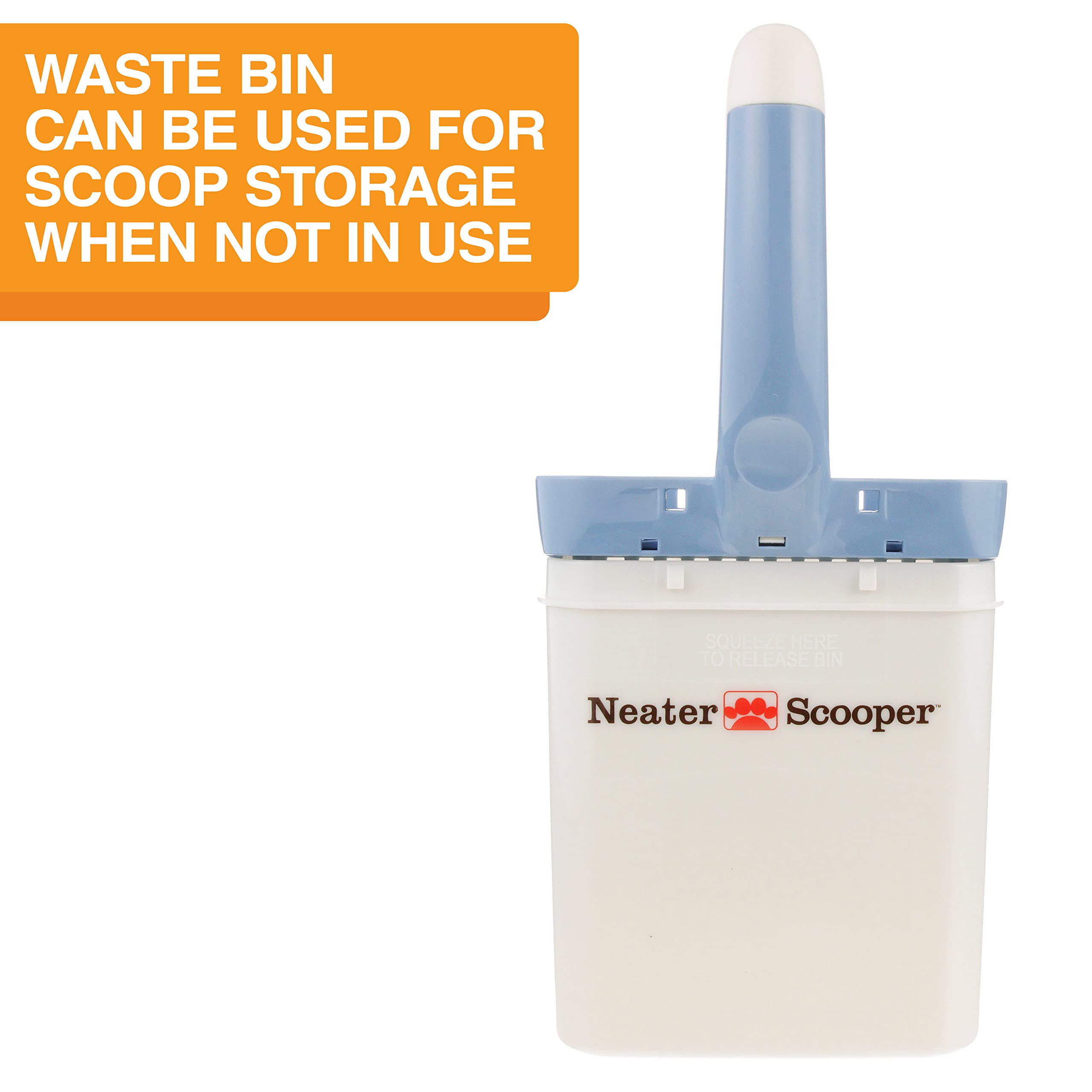 Neater Scooper bag removal easy graphic demonstrates quick bag changes