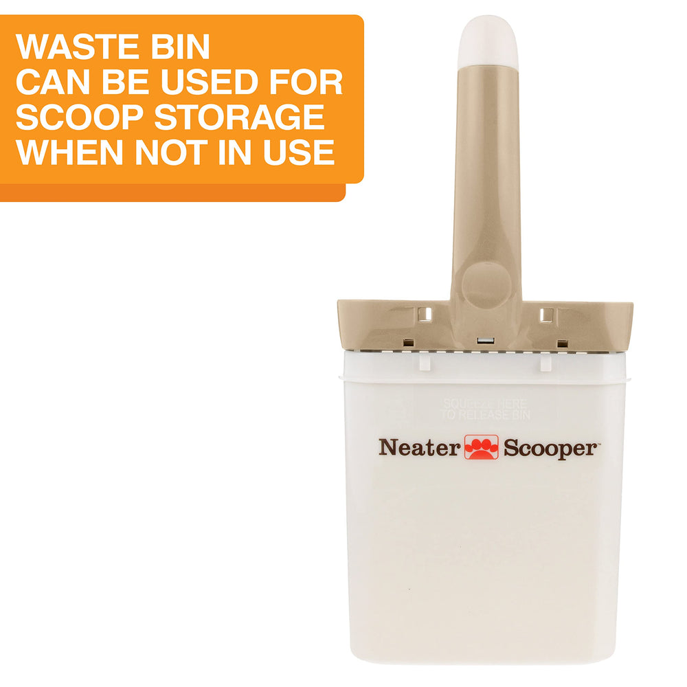 Neater Scooper flat-edge design scrapes bottom and loosens clumps.