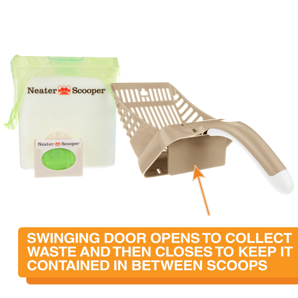 Neater Scooper one-handed scooping for easy litter cleanup.