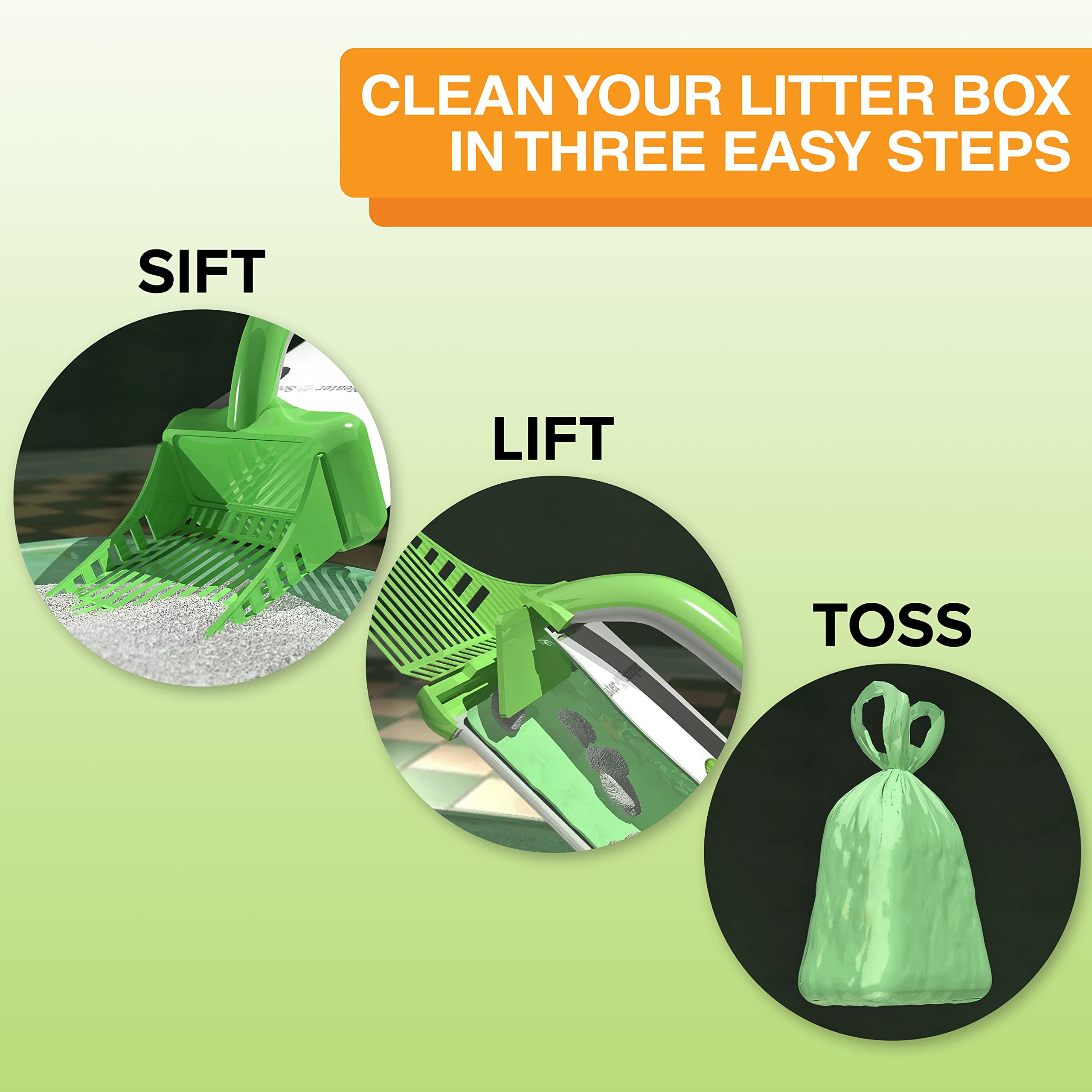 Neater Scooper refill bags 60-pack shows ready-to-use waste bags for mess-free maintenance