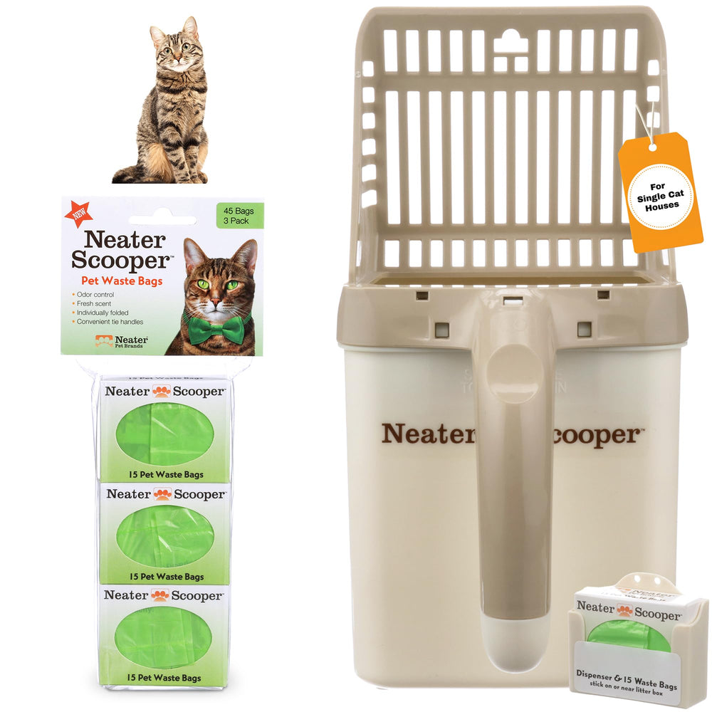 Neater Scooper standard scoop with bag dispenser keeps litter contained.