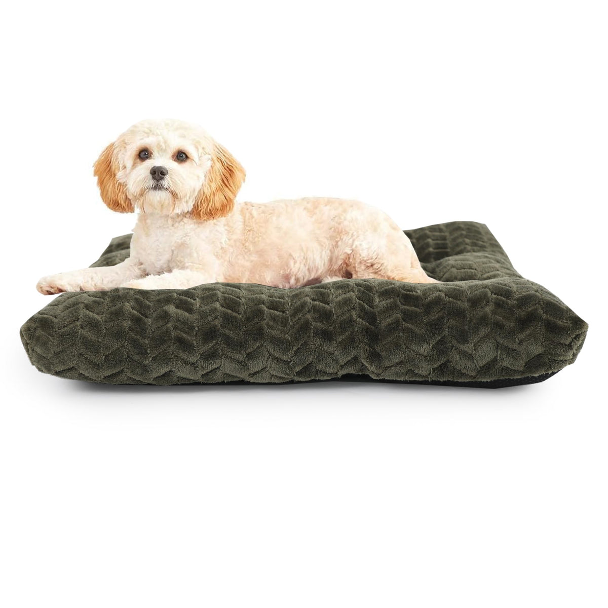 Necesitar dog crate bed with soft flannel material for cozy comfort in small dogs.