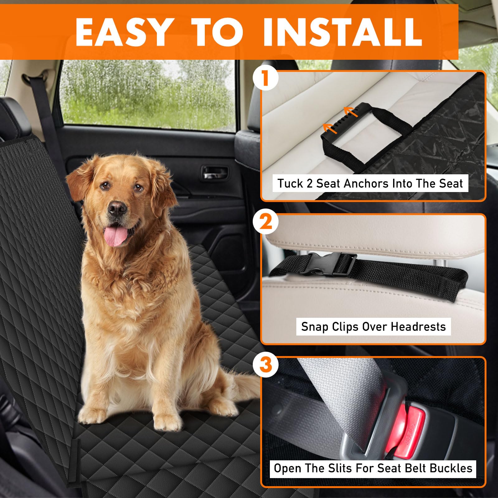 NECKORY backseat cover non-slip backing prevents shifting for safe rides.