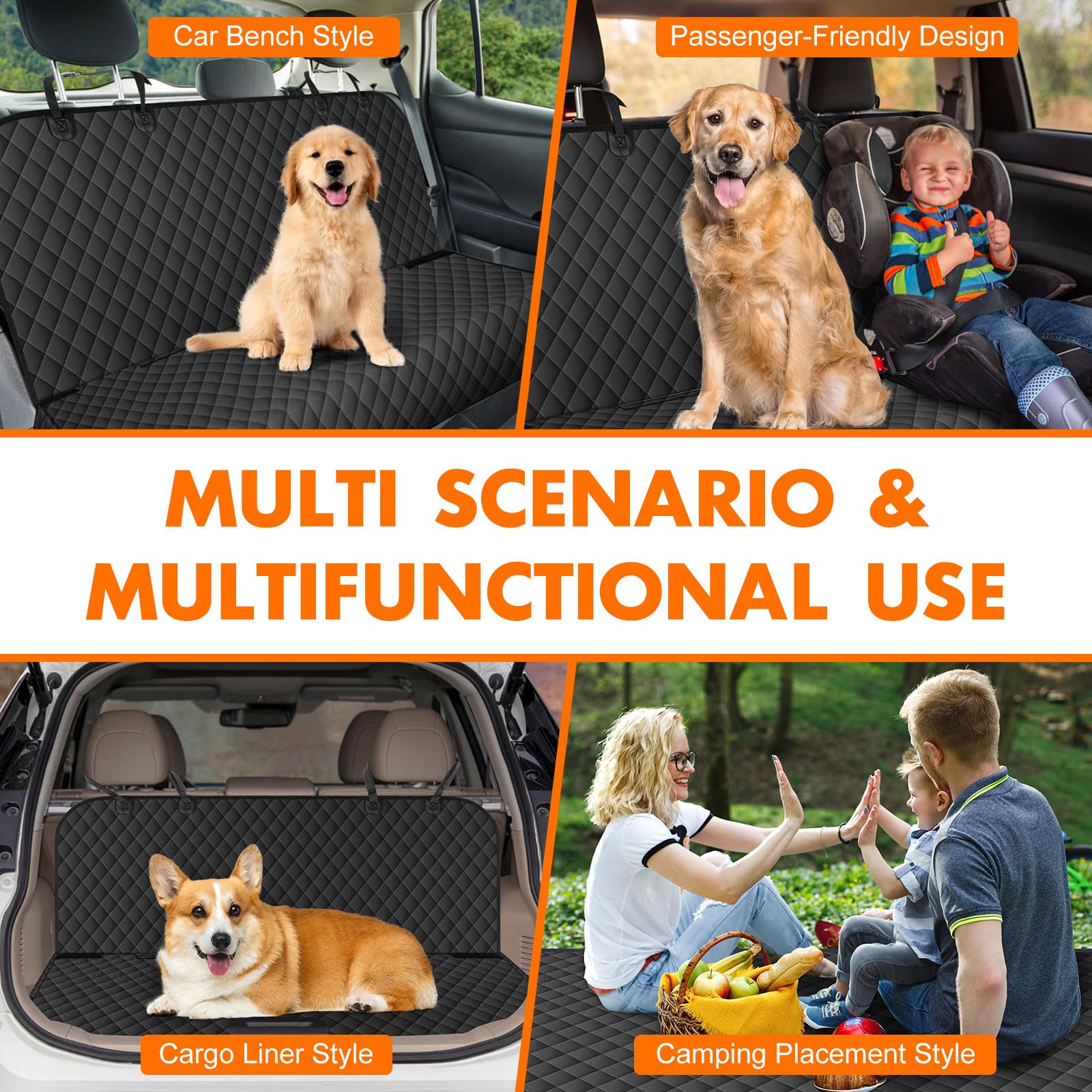 NECKORY backseat cover protects seats after exercise sessions.