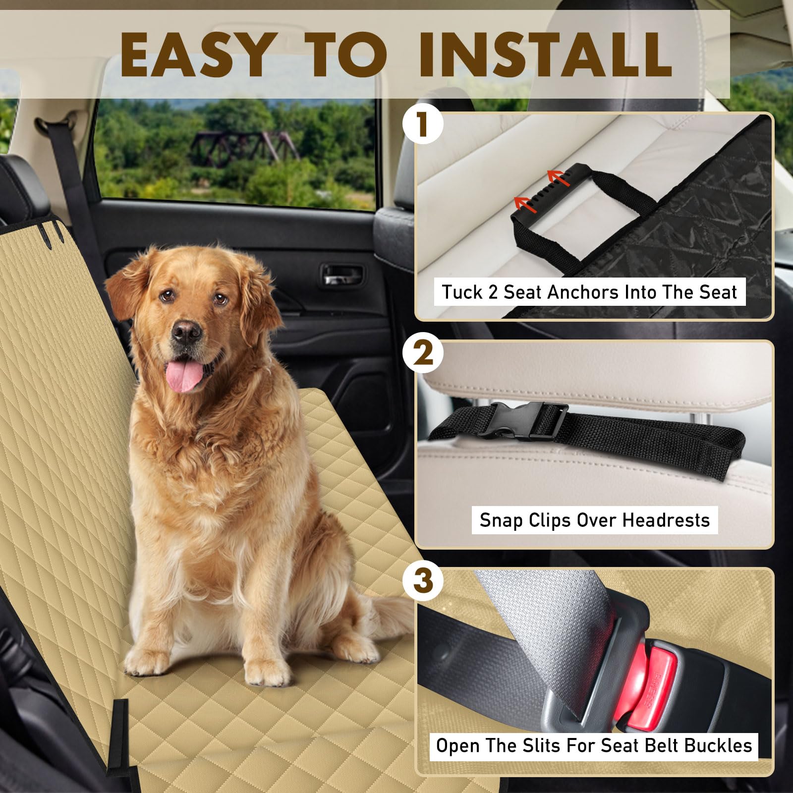 NECKORY backseat cover demonstrating universal fit across sedans, SUVs, and trucks