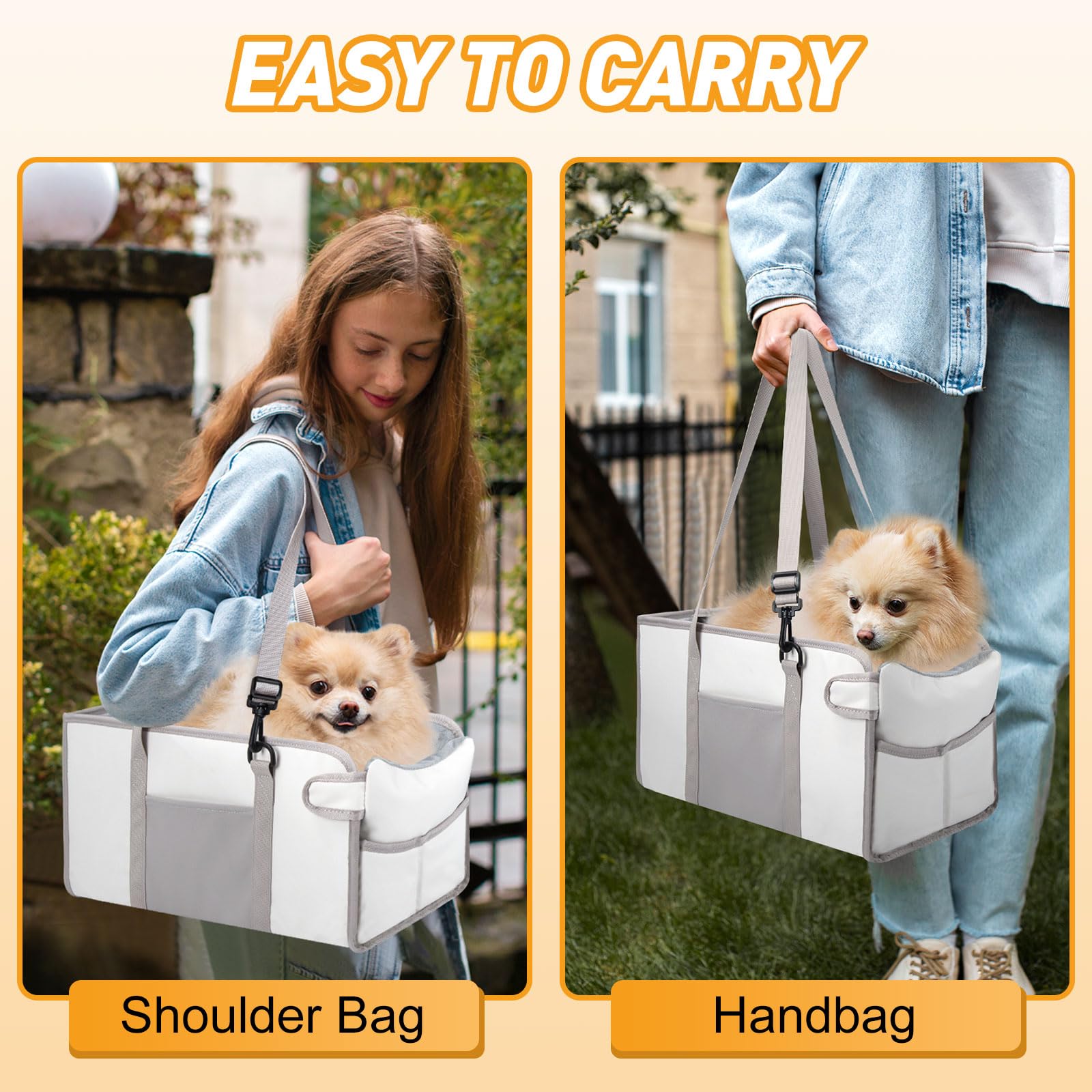 NECKORY beige travel setup of dog car seat for convenient journeys.