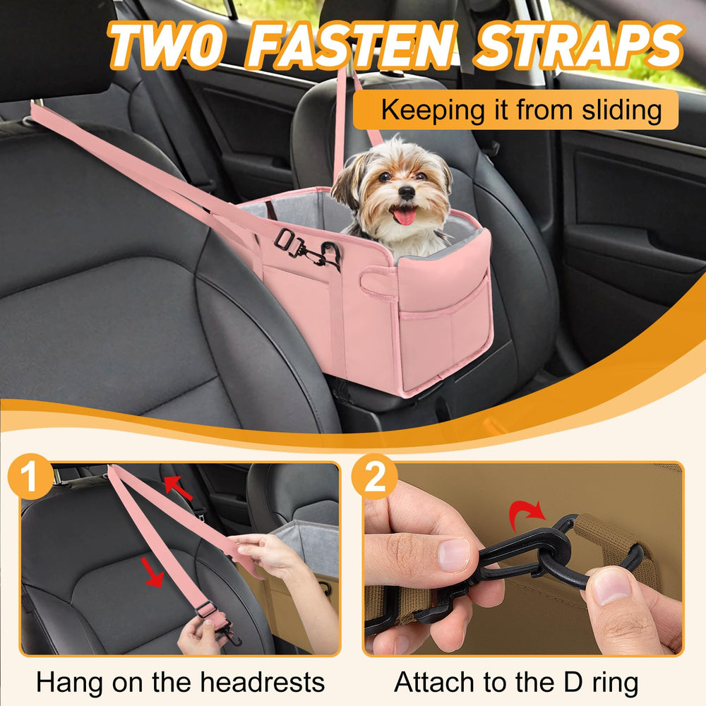 NECKORY center-console fit shows versatile straps for different car models.