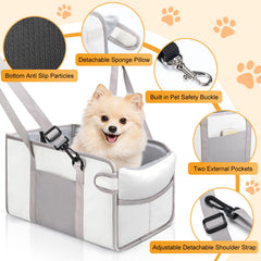 NECKORY console-dog-seat beige with compact installation on center console.