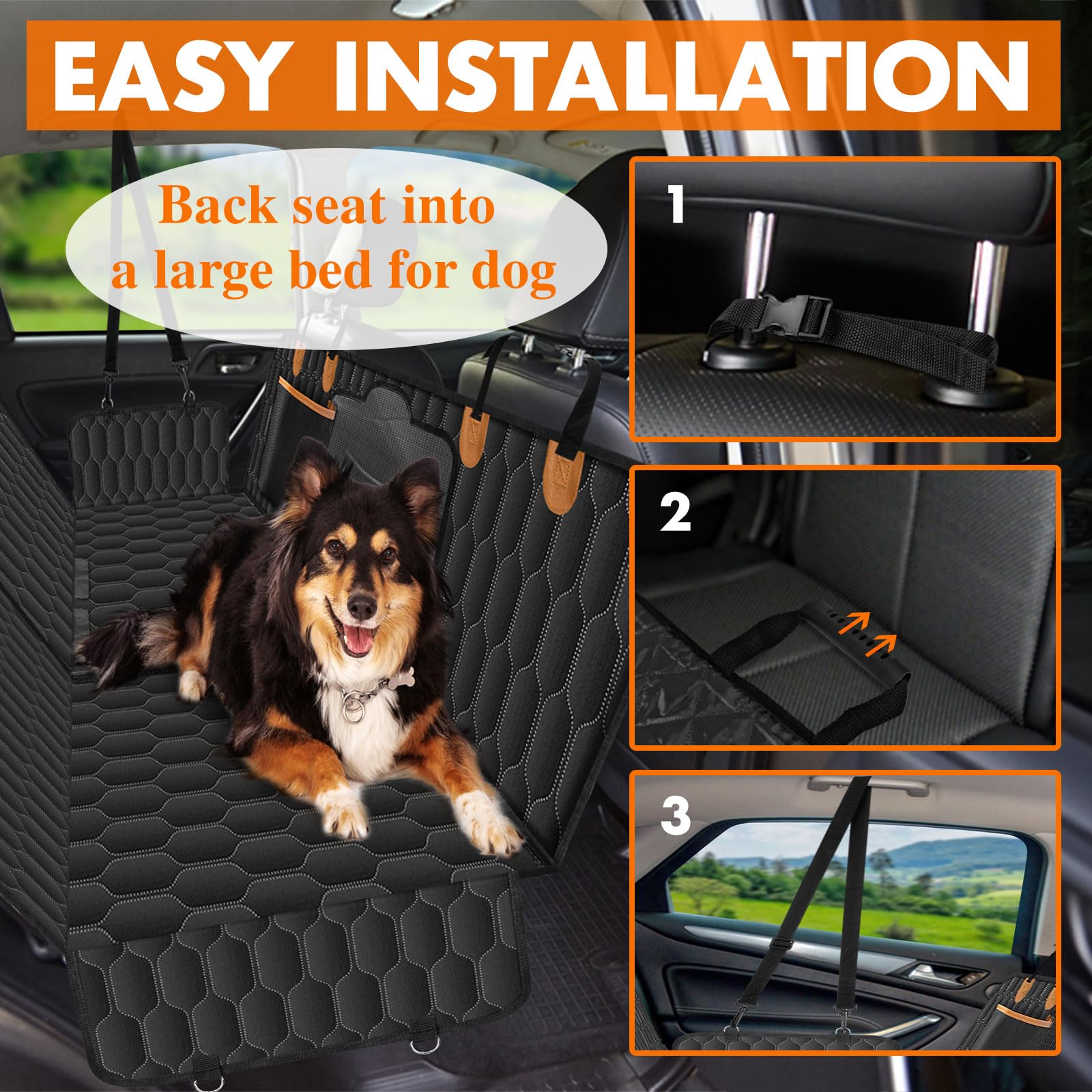 NECKORY back seat cover central zipper creates two compartments