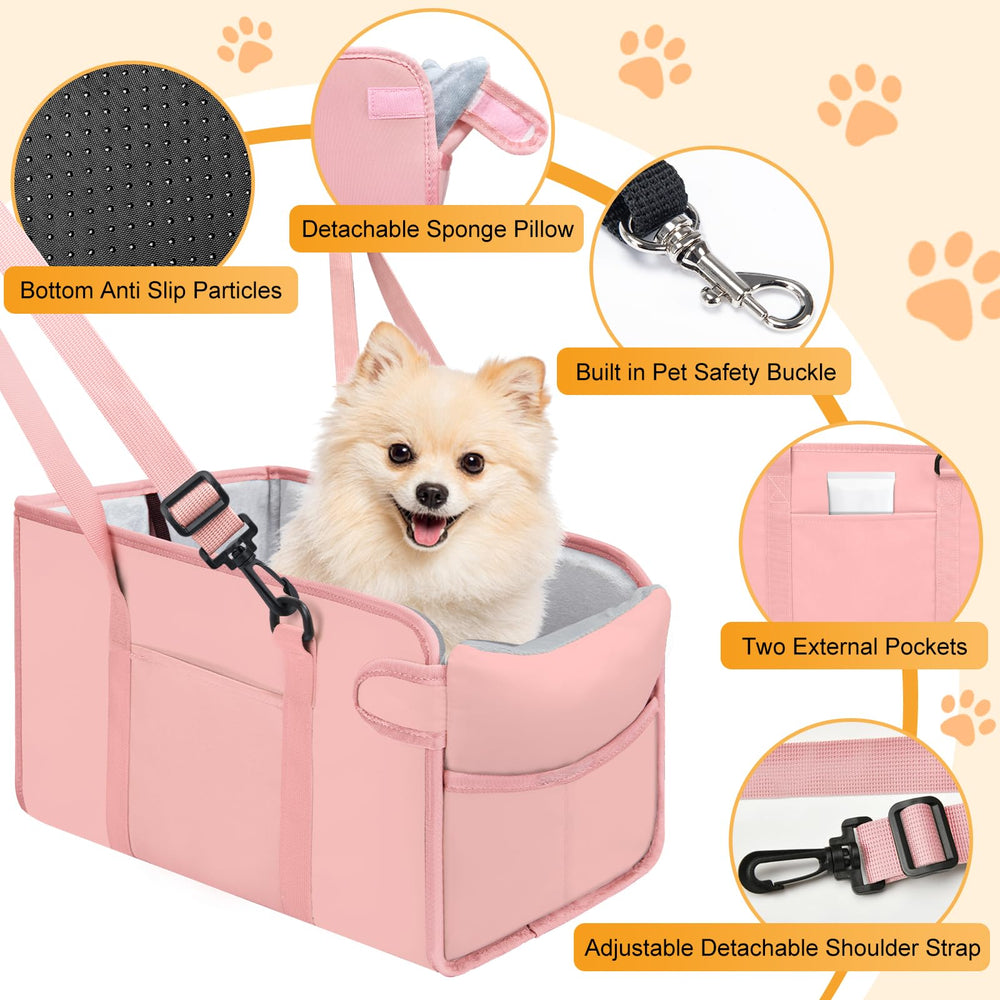 NECKORY dog car seat adjustable harness for added restraint during drives.