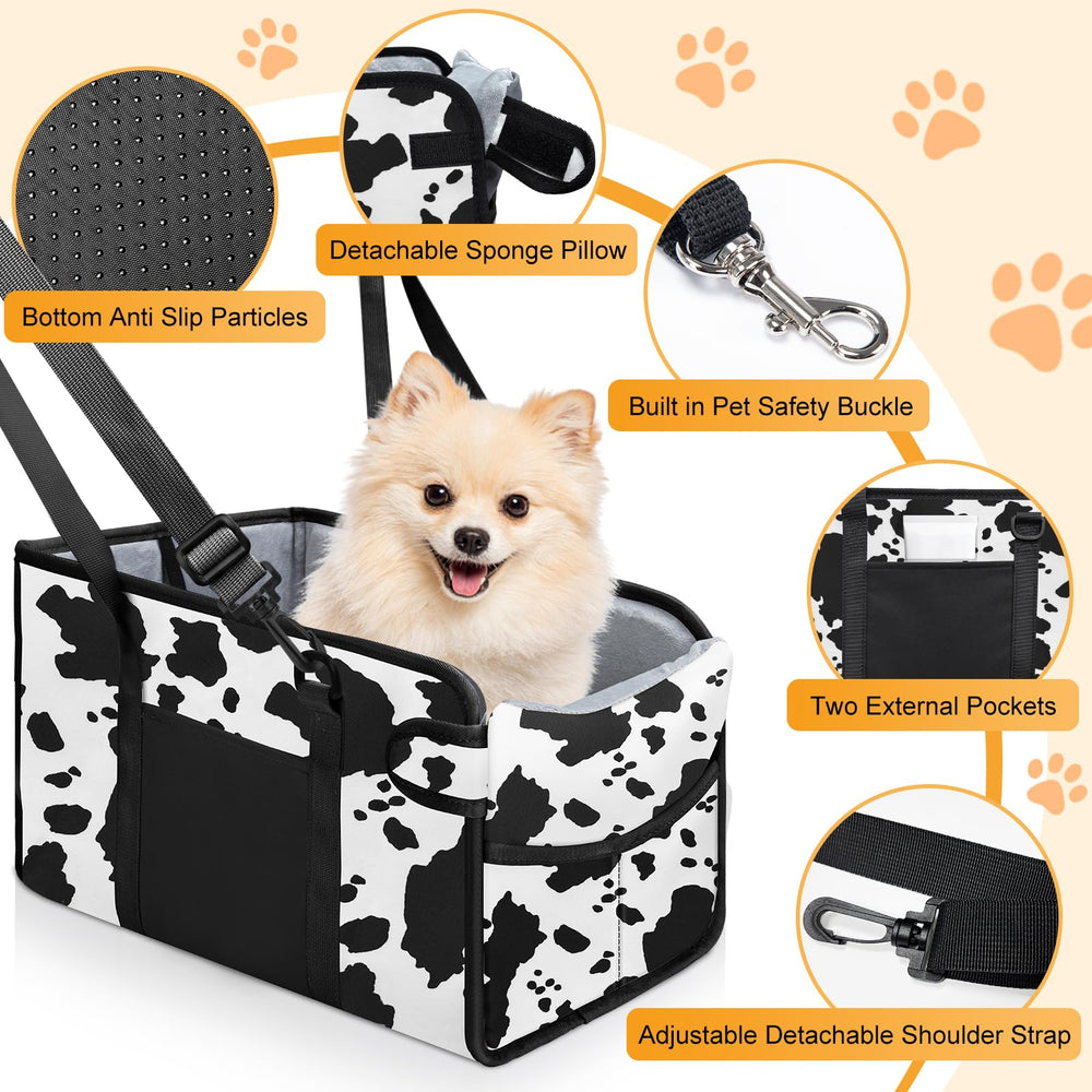 NECKORY dog car seat with safety leash clip for collar security
