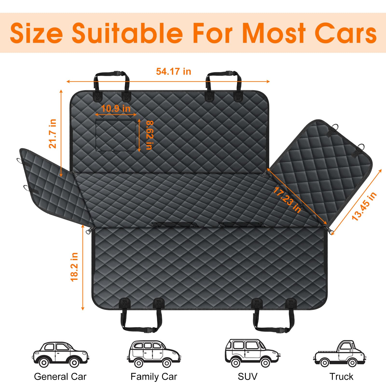NECKORY dog seat cover side wings guard door edges against scratches during eager pets