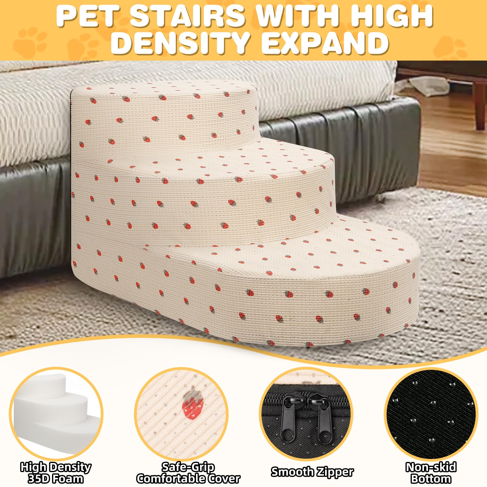 NECKORY dog stairs bed-usage shows pets reaching elevated surfaces safely