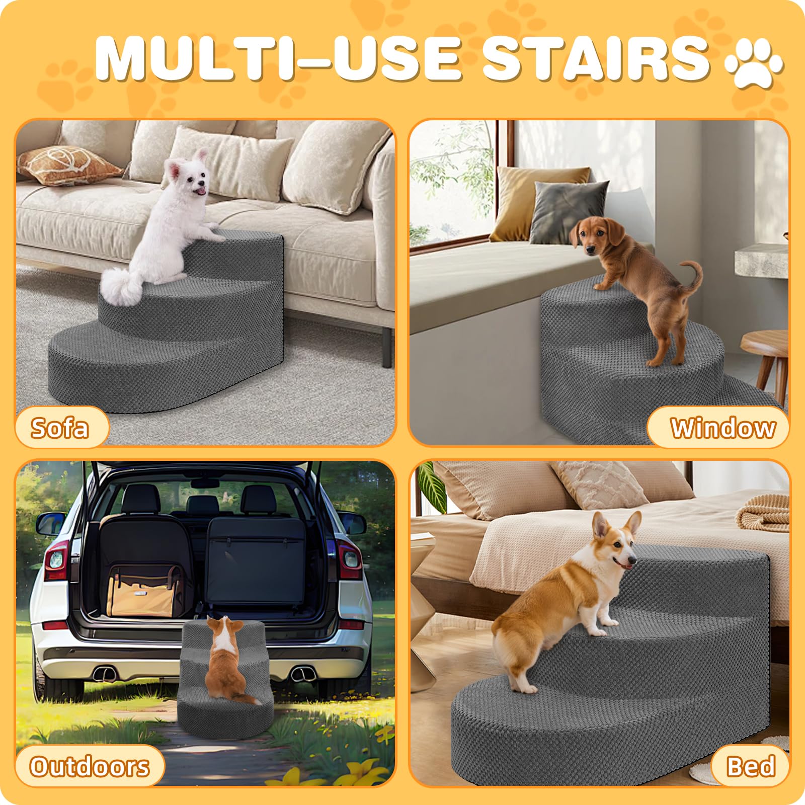 NECKORY dog stairs compact design for storage under bed.