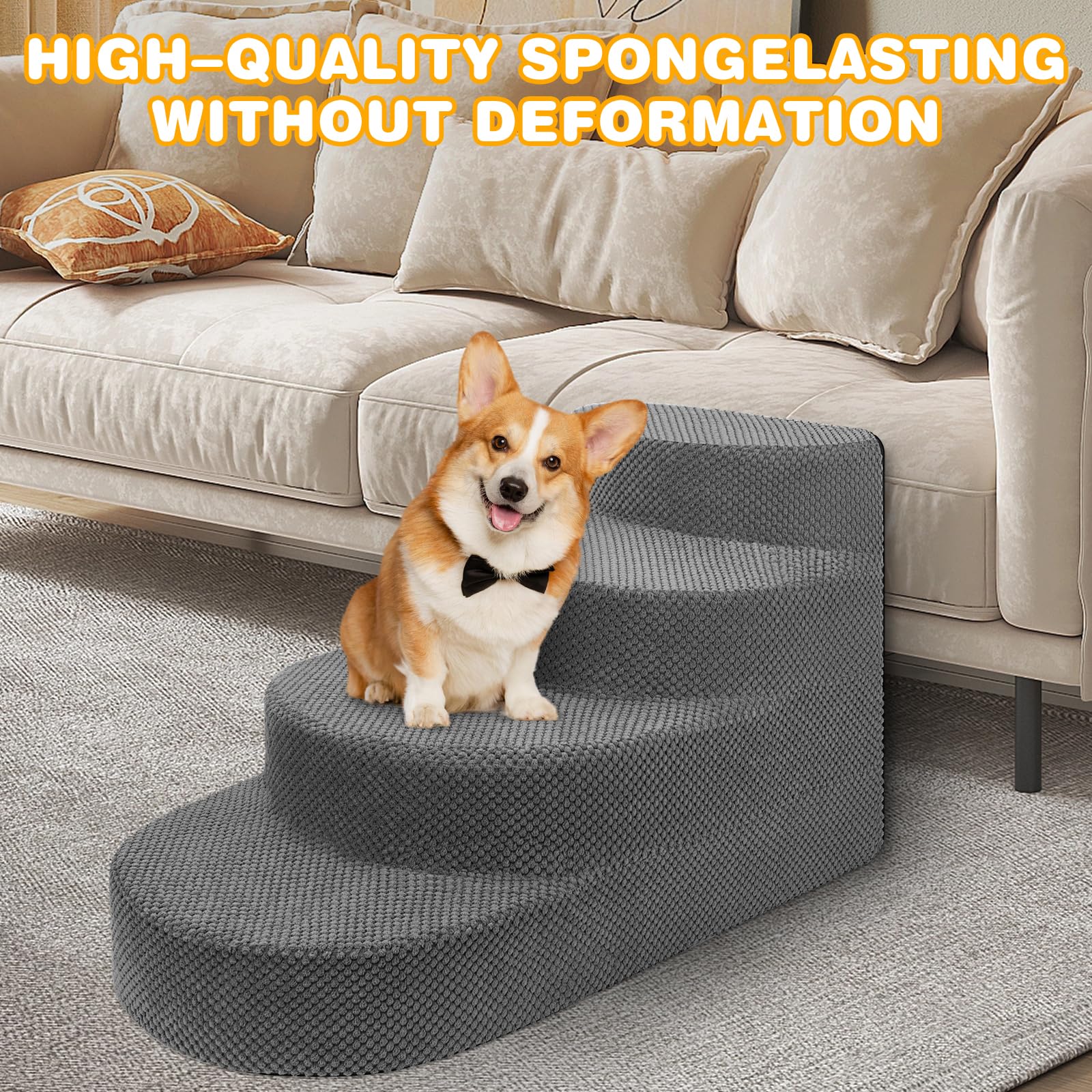 NECKORY dog stairs cotton linen side gray paw sharpening and durability
