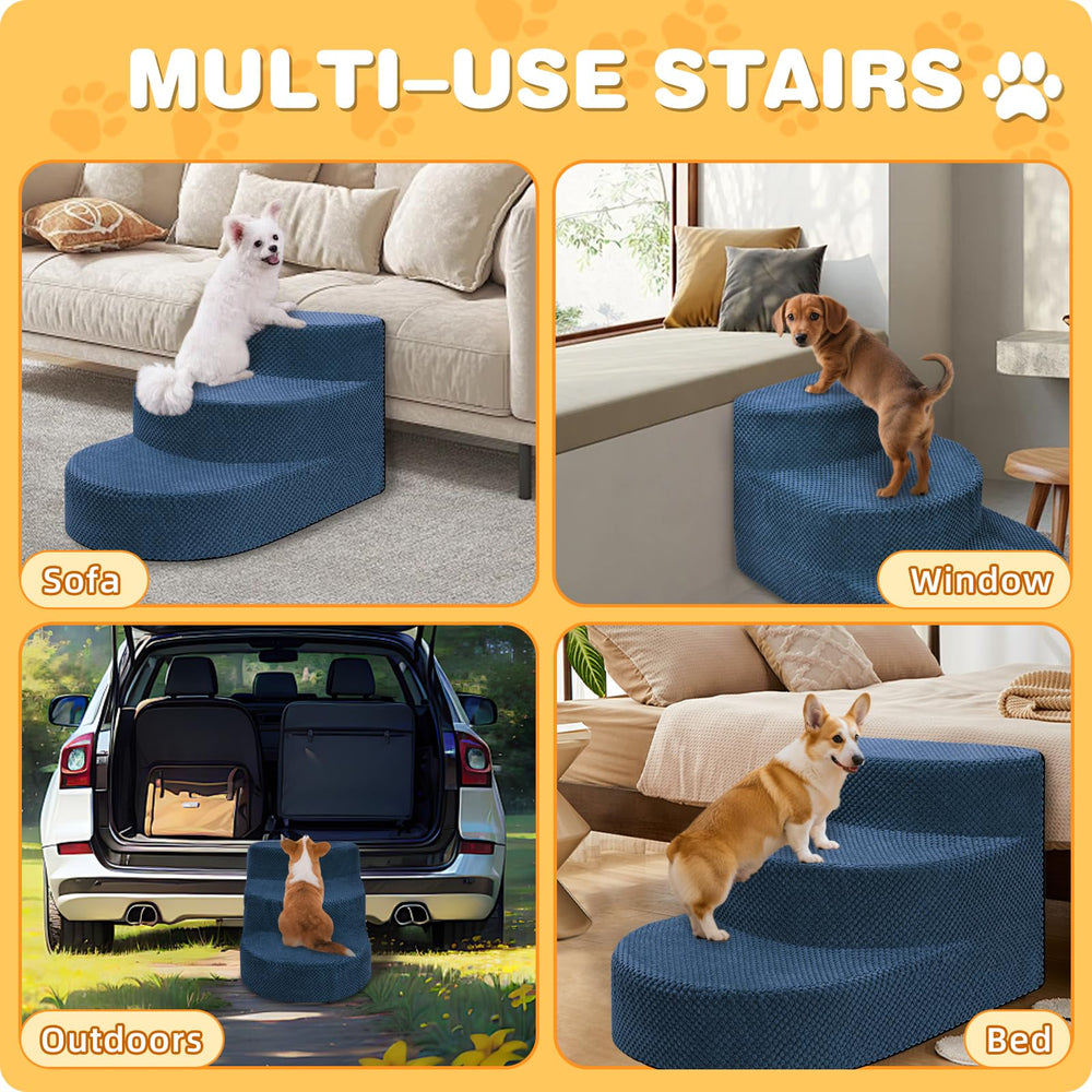 NECKORY dog stairs lightweight-design-navy highlight portable use around the home.