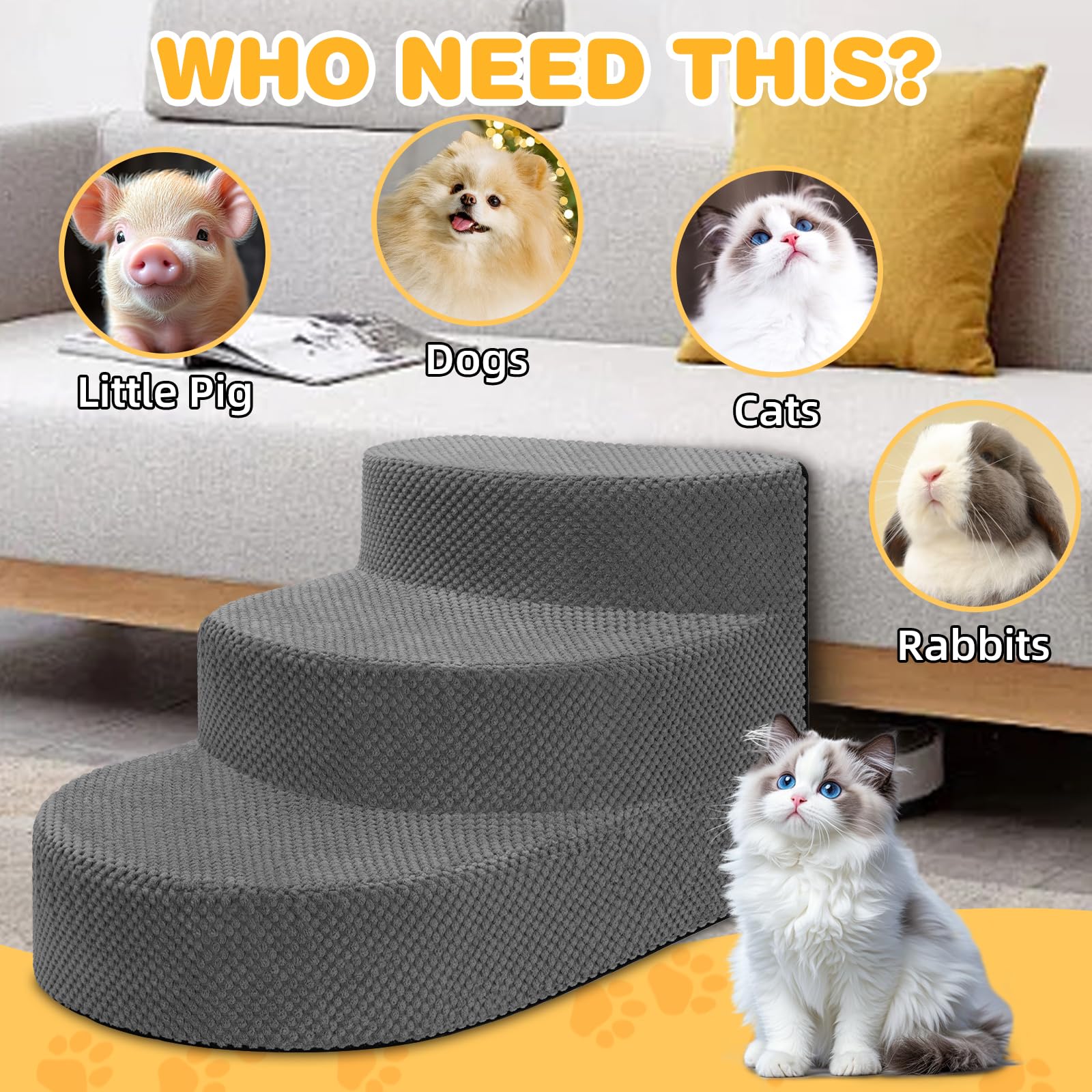 NECKORY dog stairs lightweight design for portable use indoors outdoors.