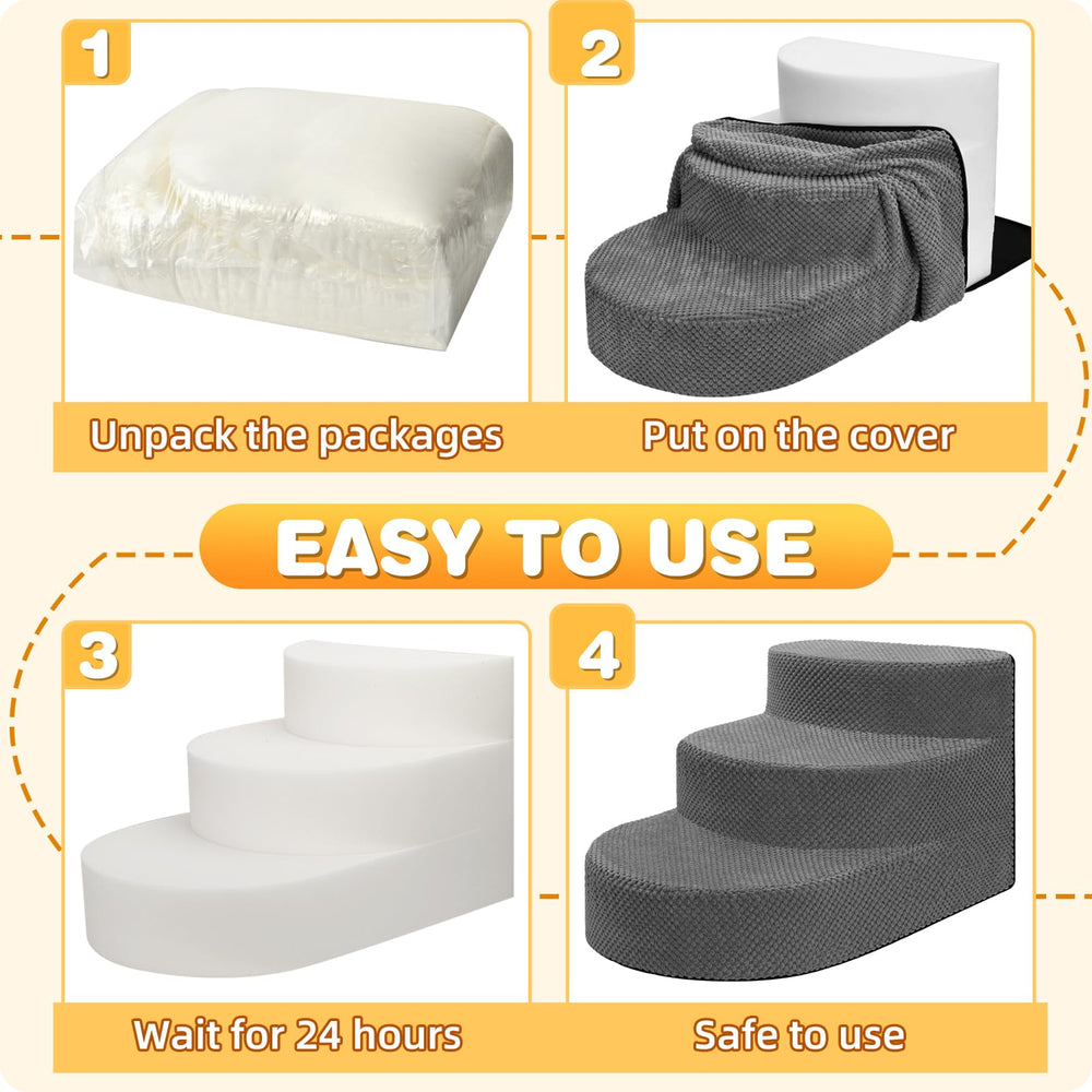 NECKORY dog stairs non-slip bottom keeps stability on floors.