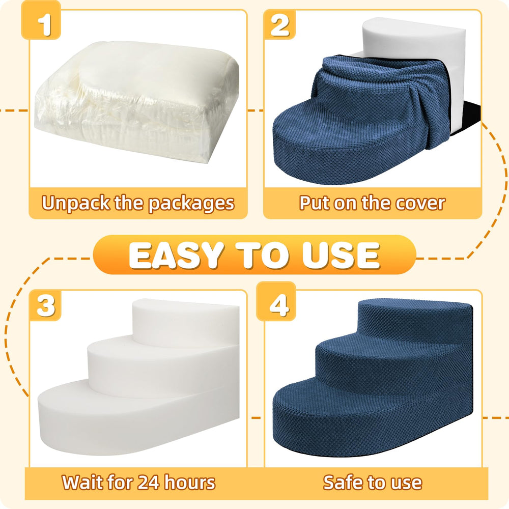 NECKORY dog stairs removable-cover-navy communicates easy washing to keep clean trails.