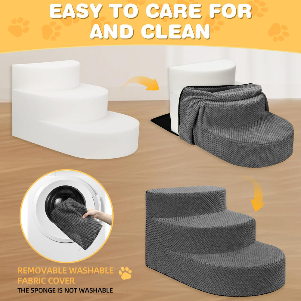 NECKORY dog stairs removable cover for easy washing.