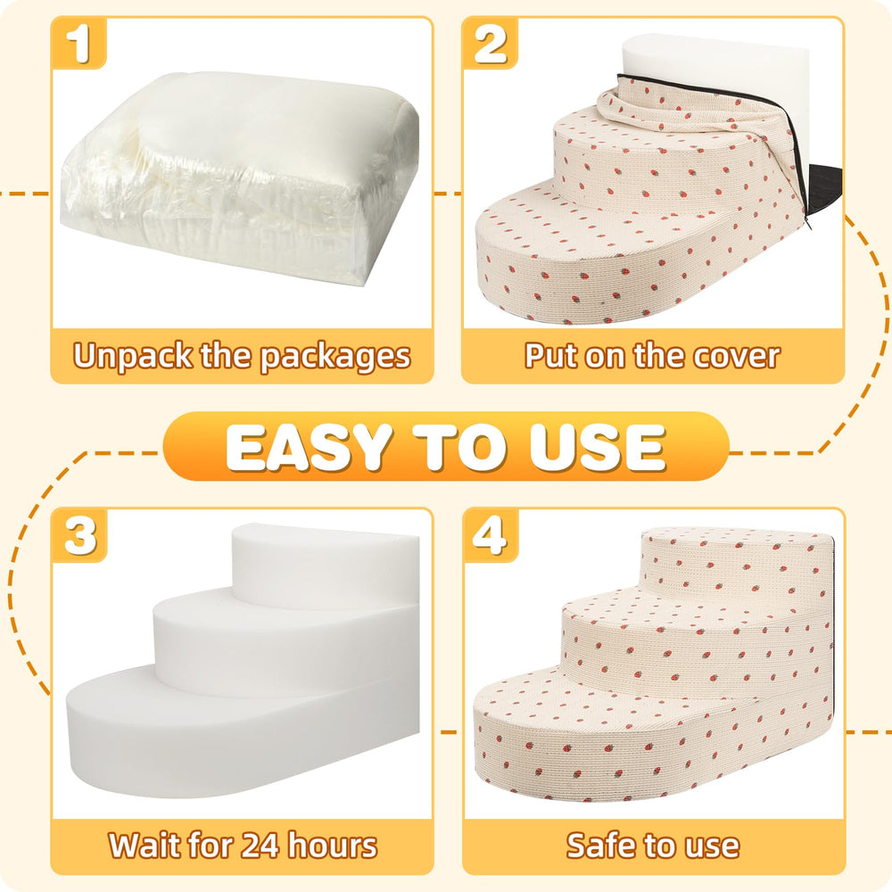 NECKORY dog stairs removable-cover shows washable fabric for easy cleaning