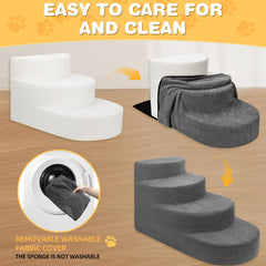 NECKORY dog stairs soft coral fleece surface for gentle paw traction