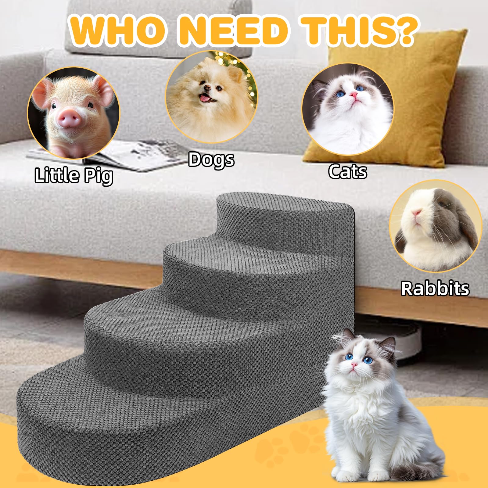 NECKORY dog stairs sturdy nylon bottom prevents slipping on floors