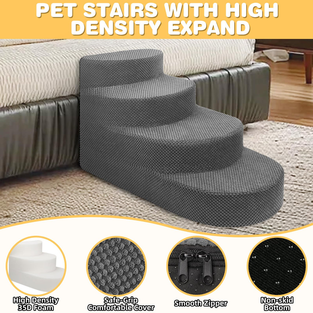 NECKORY pet stairs removable cover gray easy-to-wash surface
