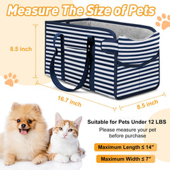 NECKORY portable dog car seat blue stripes side view cushions bumps