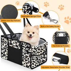 NECKORY dog car seat with adjustable strap clip secures pets and reduces movement.