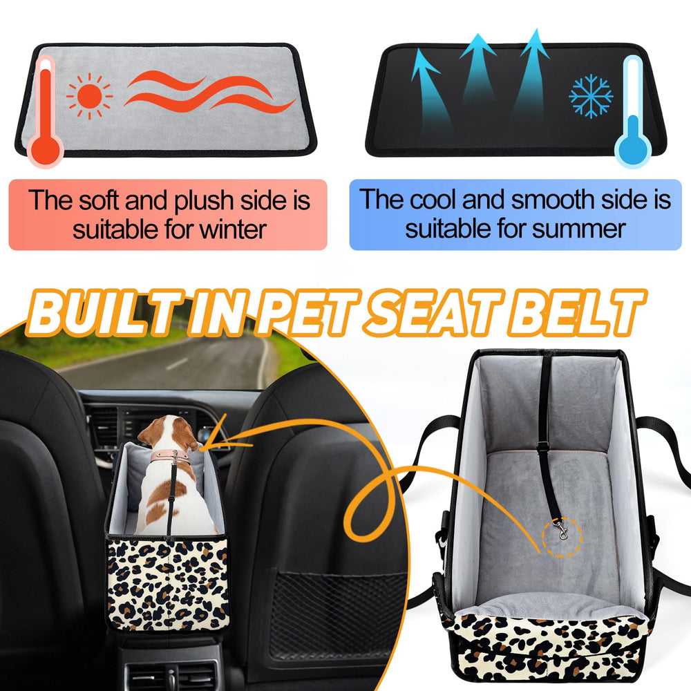 NECKORY washable cushion in leopard seat offers easy cleaning after trips.