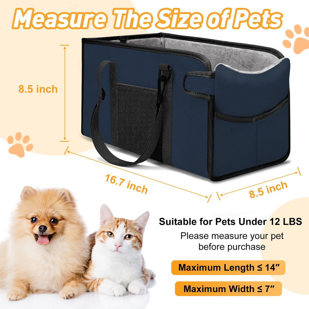 NECKORY navy interior car seat shows cozy space for pet comfort on journeys
