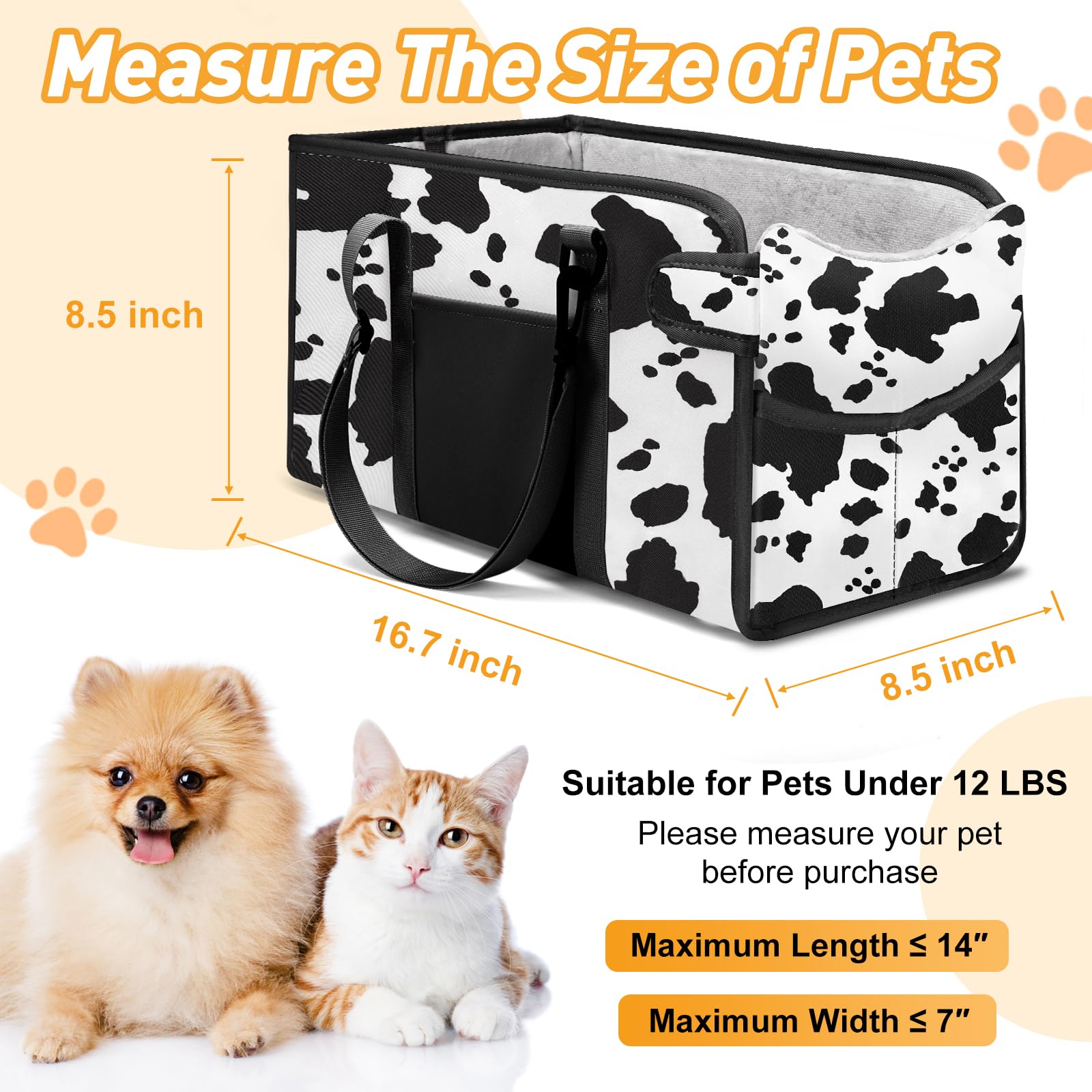 NECKORY portable dog car seat side view with adjustable straps