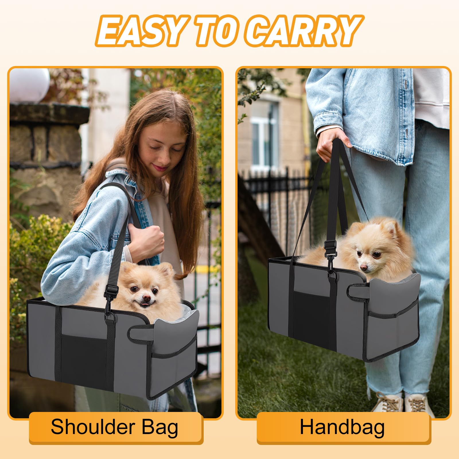 NECKORY portable dog car seat storage pocket keeps essentials handy