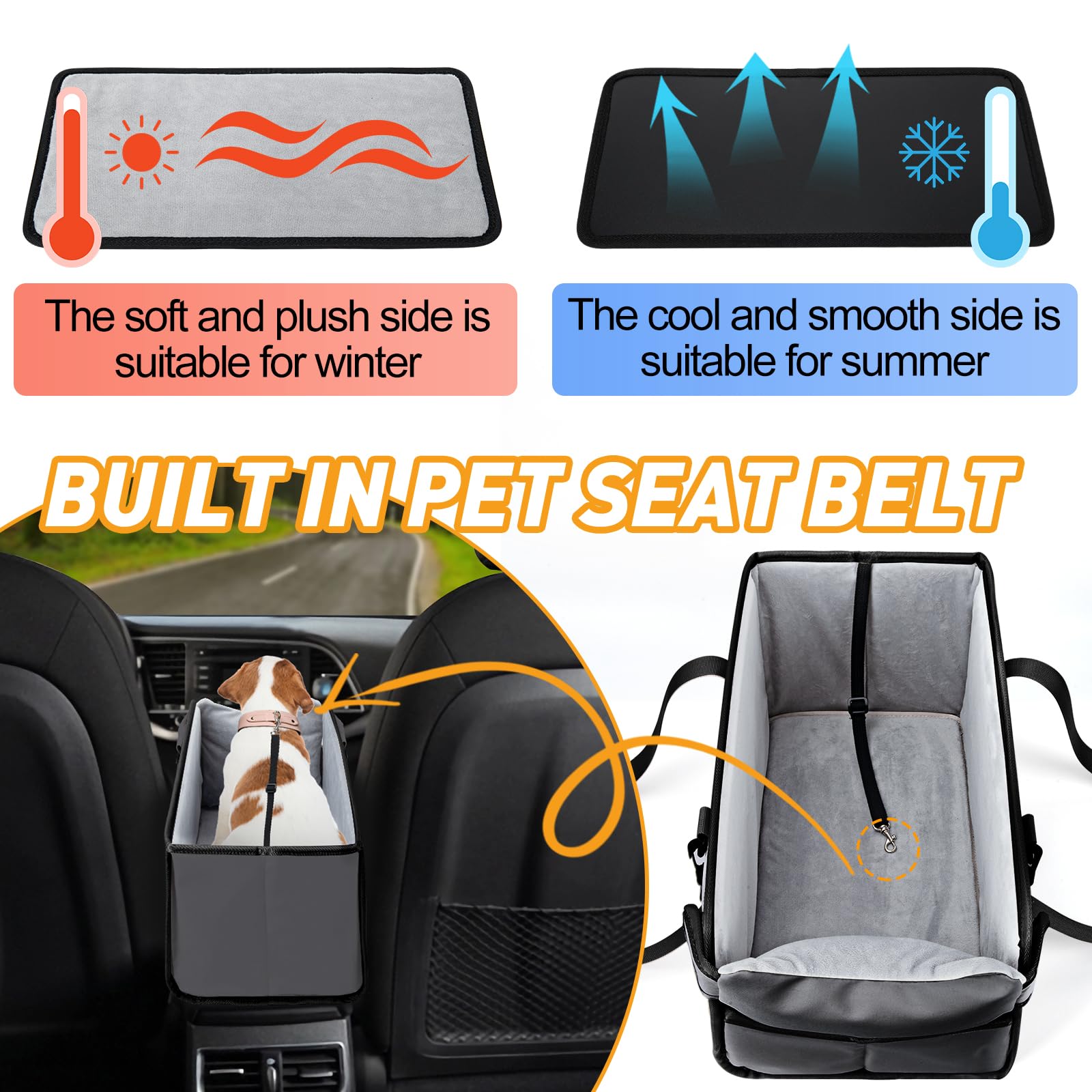 NECKORY portable dog car seat washable cushion for easy cleaning
