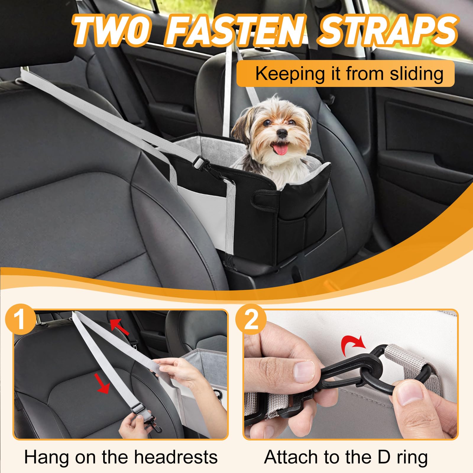 NECKORY washable cushion on portable dog car seat for easy cleaning