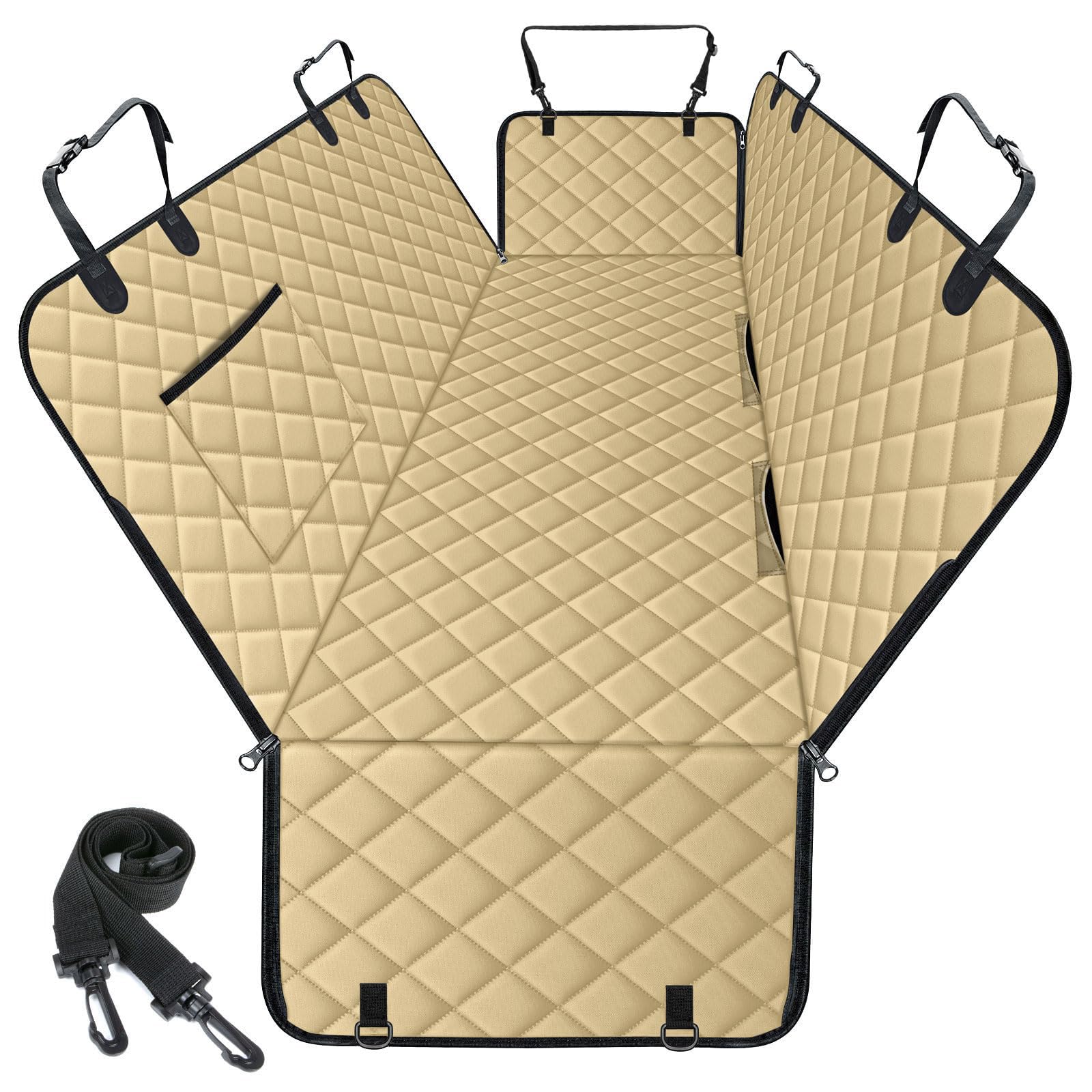 NECKORY waterproof dog seat cover on back seat hammock protecting upholstery during travel
