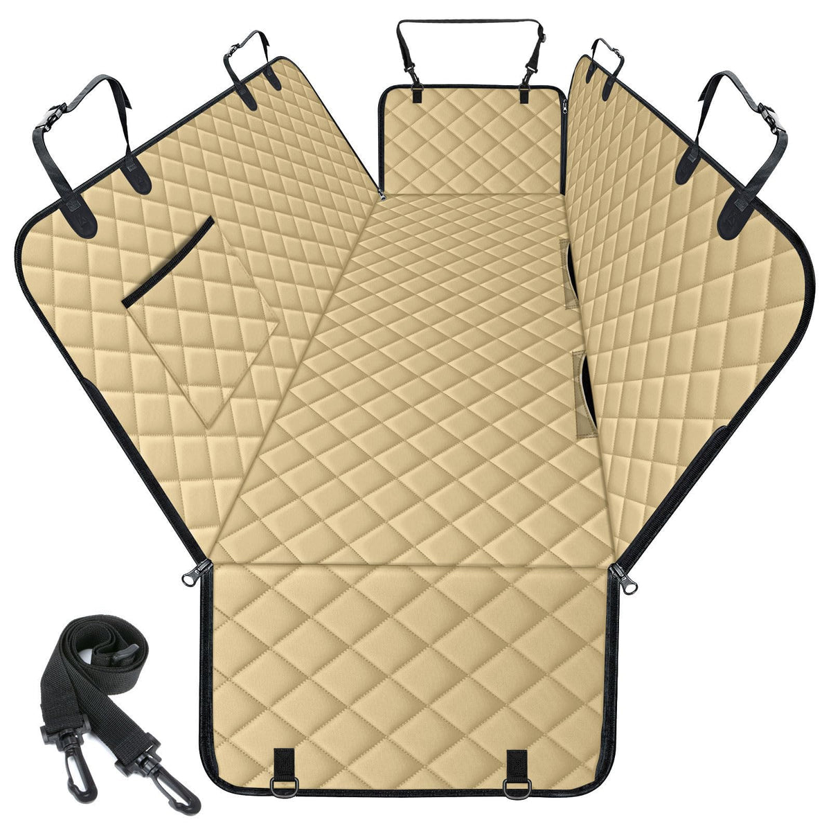 NECKORY waterproof dog seat cover on back seat hammock protecting upholstery during travel