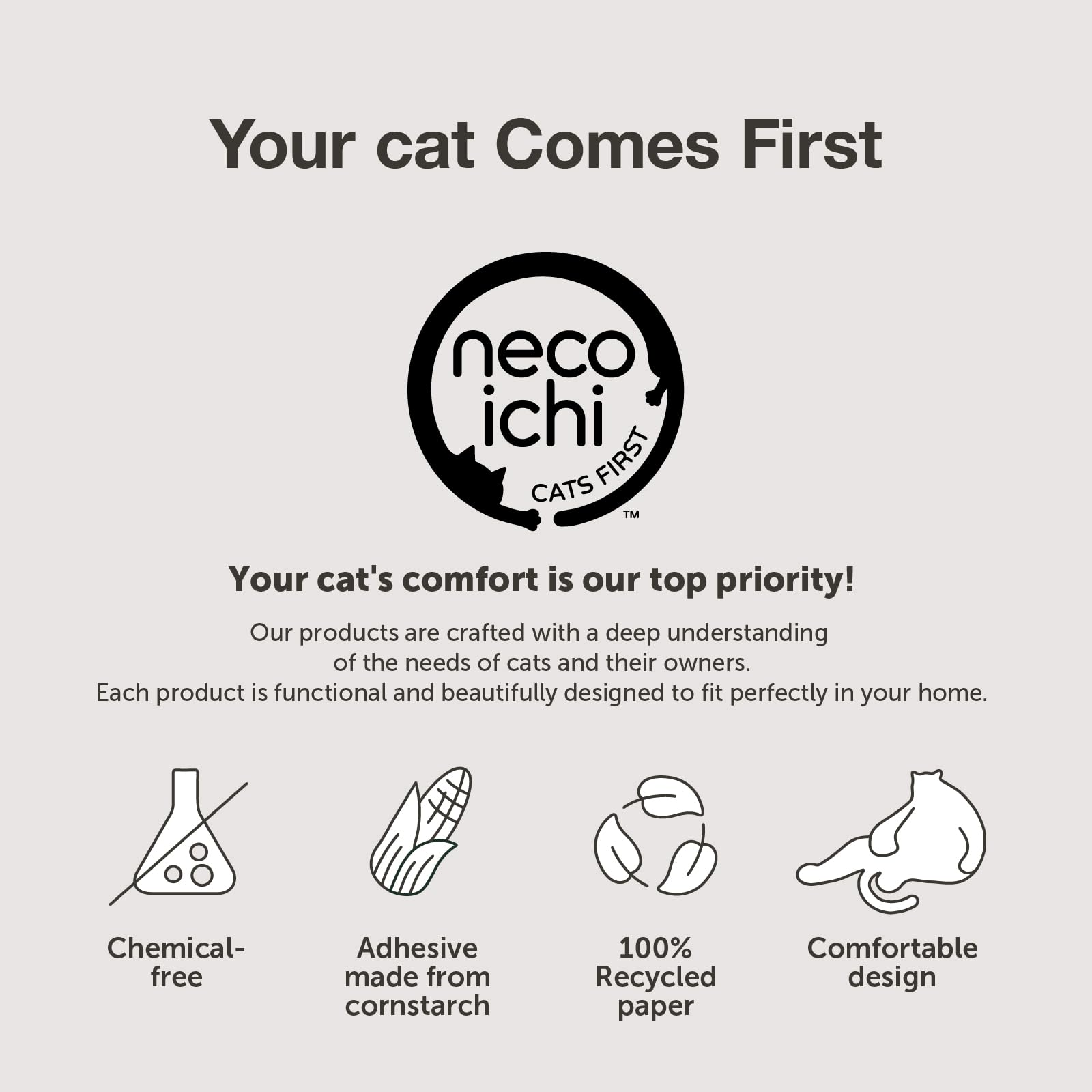NECOICHI cardboard cat scratcher bed durable materials withstand scratching