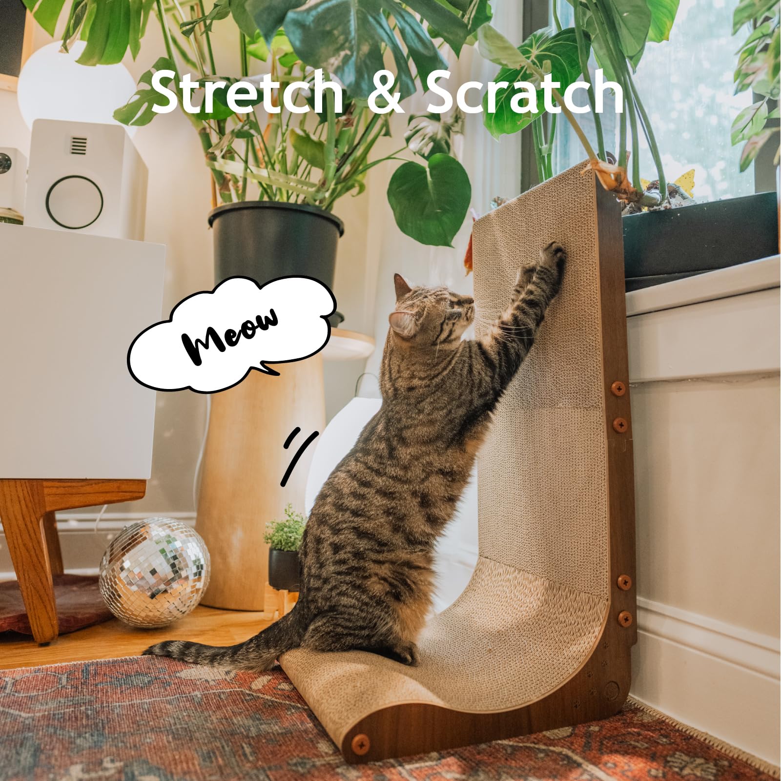 NECOICHI Cardboard Scratcher Wall closeup-texture shows recycled surface for long-lasting scratching